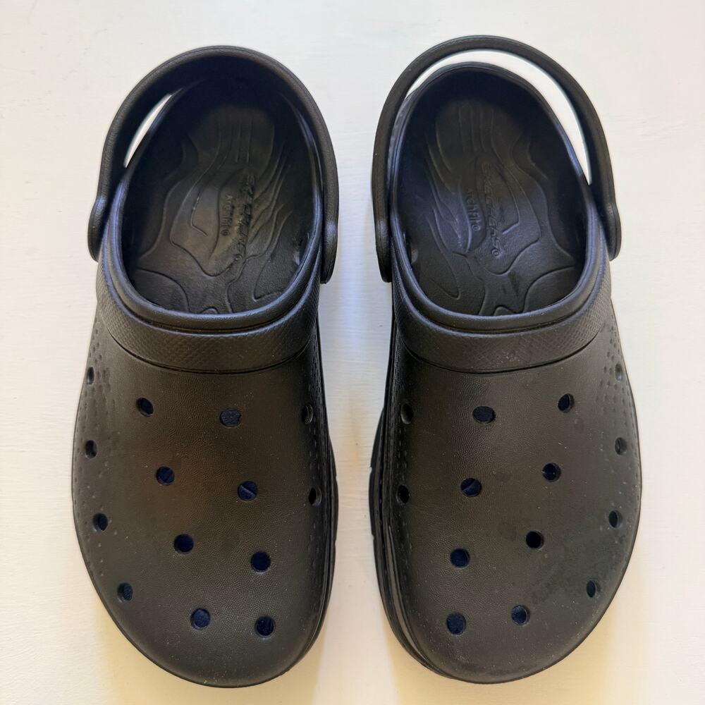 Skechers Foamies Arch Fit Clogs Black Waterproof Comfort Mules Women’s Size 6